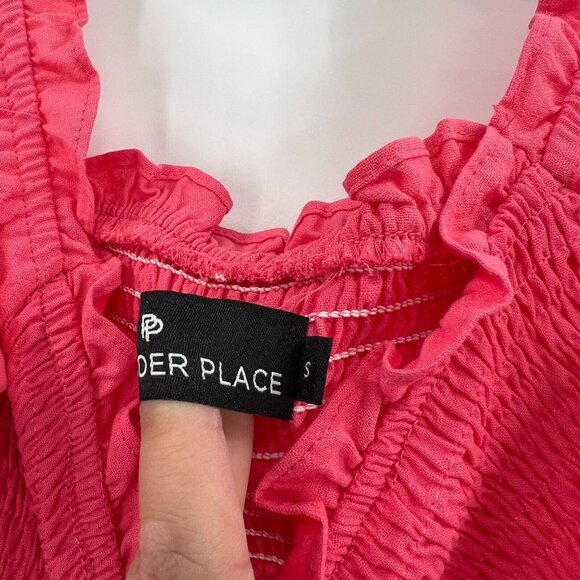 Pomander Place Tuckernuck Pink Hannah Dress sz Small Smocked Midi Puff Sleeve - Picture 5 of 9